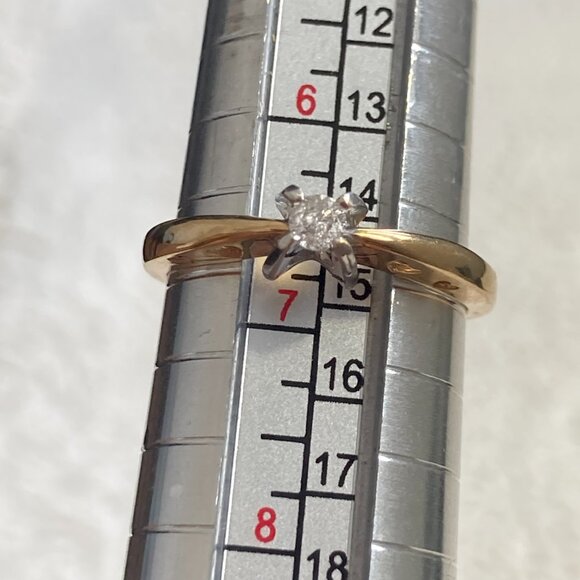 Diamond Solitaire Ring with Heart Accents in Yellow Gold Perfect for Valentine's - Picture 11 of 12